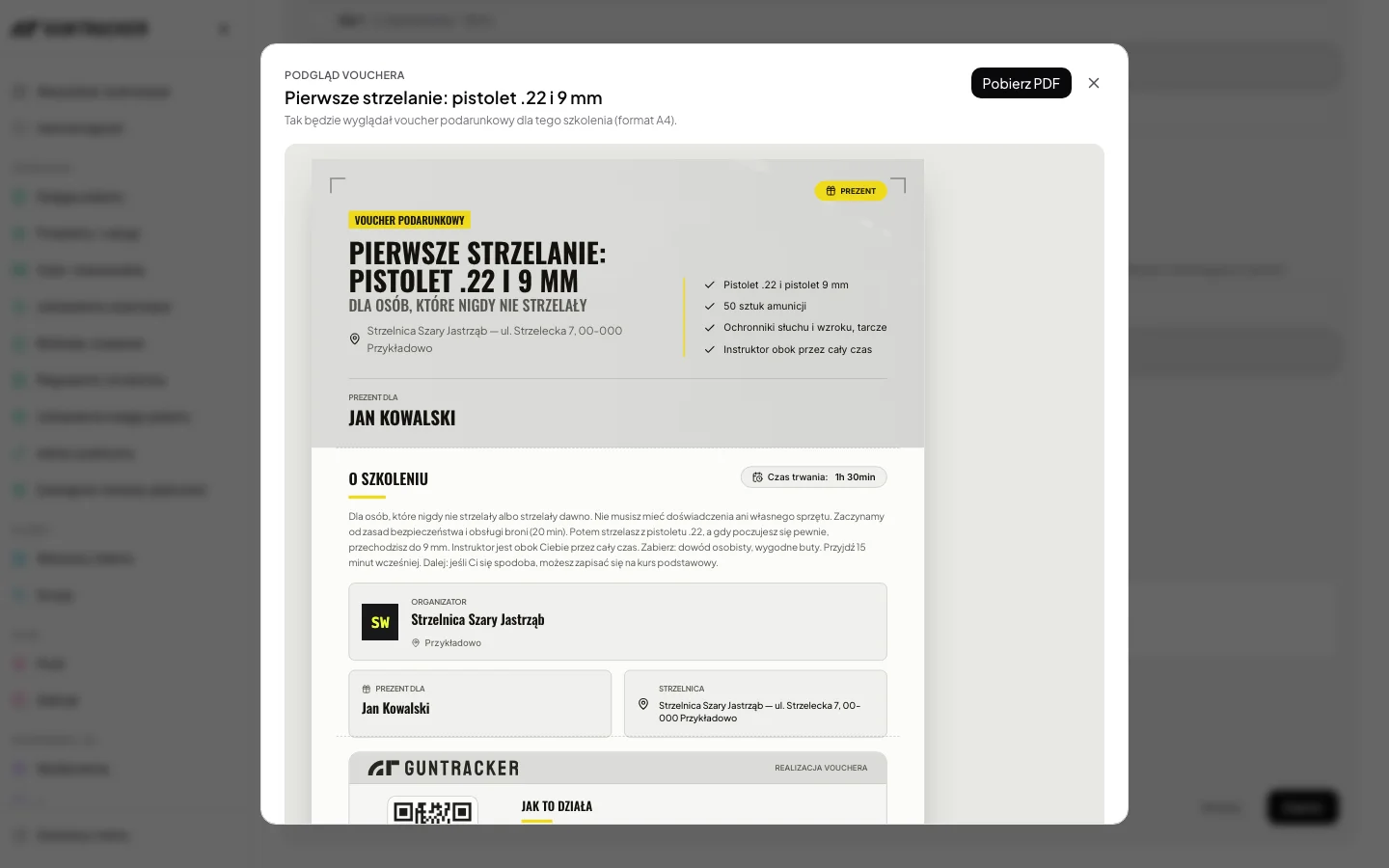 Podgląd vouchera z podtytułem i listą „Co obejmuje” w formularzu oferty